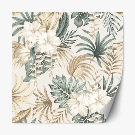Repositionable sticker soft tropical hibiscus botanical print • Wallissimo®