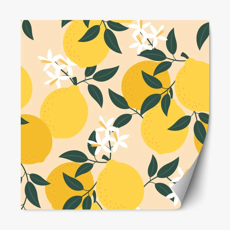 Repositionable sticker bright lemon botanical pattern