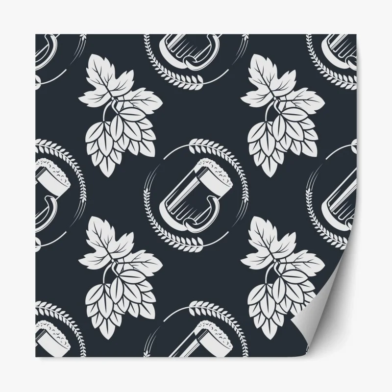 Repositionable sticker beer and hops seamless pattern