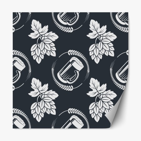 Repositionable sticker beer and hops seamless pattern • Wallissimo®