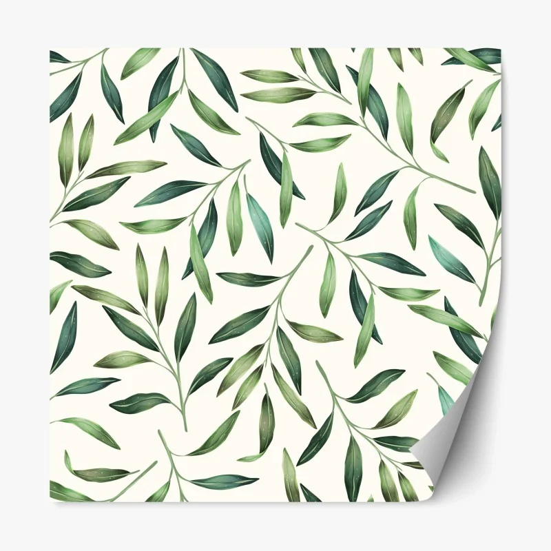 Repositionable sticker green watercolor foliage pattern ⁕ Wallissimo®