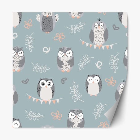 Repositionable sticker cute owl pattern for kids room • Wallissimo®