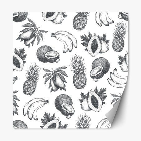 Repositionable sticker hand drawn tropical fruit pattern • Wallissimo®