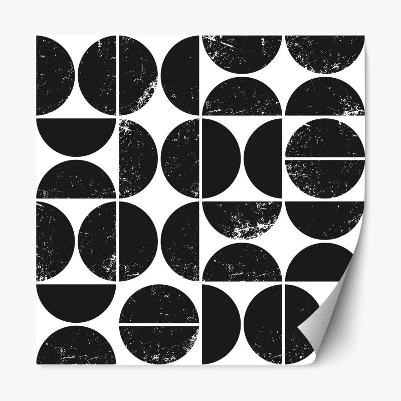 Repositionable sticker black geometric circle pattern