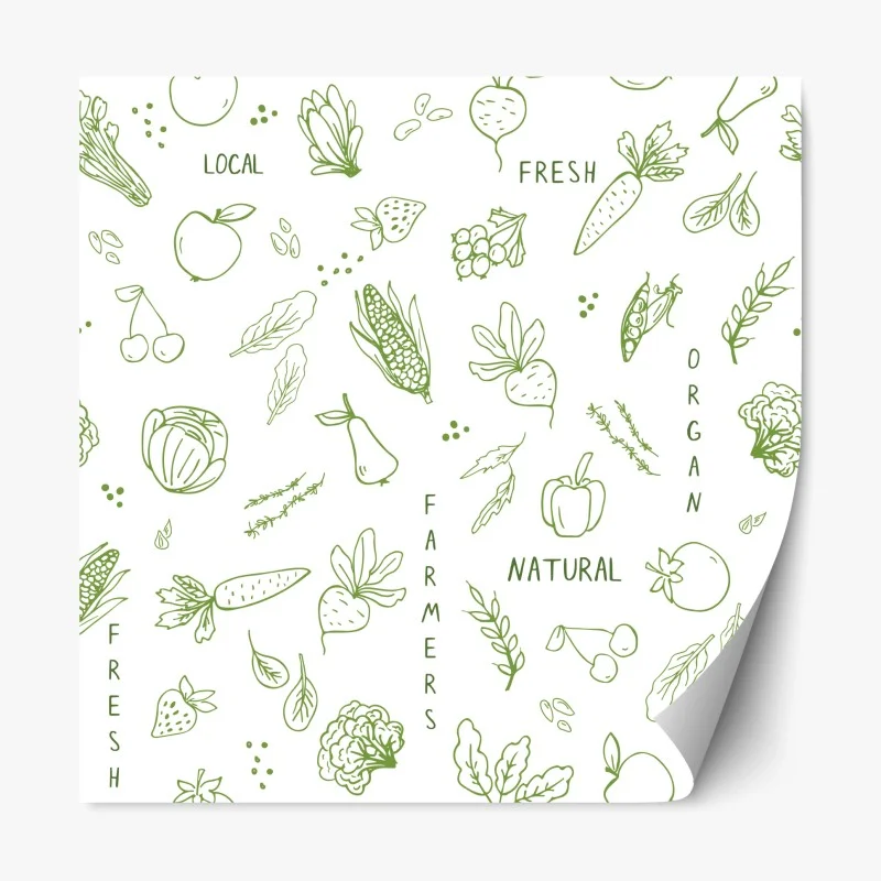 Repositionable sticker hand-drawn vegetables and fruits pattern