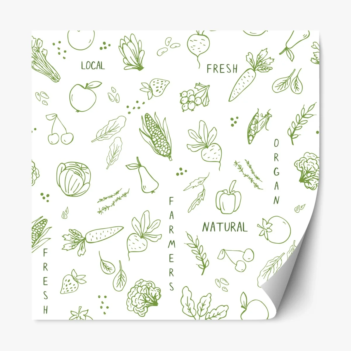 Repositionable sticker hand-drawn vegetables and fruits pattern ⁕ Wallissimo® Repositionable sticker hand-drawn vegetables and fruits pattern ⁕ Wallissimo®