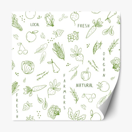 Repositionable sticker hand-drawn vegetables and fruits pattern • Wallissimo®