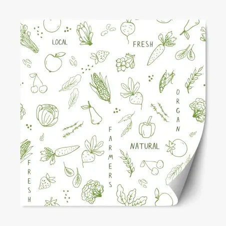 Repositionable sticker hand-drawn vegetables and fruits pattern • Wallissimo®