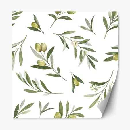 Repositionable sticker olive branch watercolor pattern • Wallissimo®