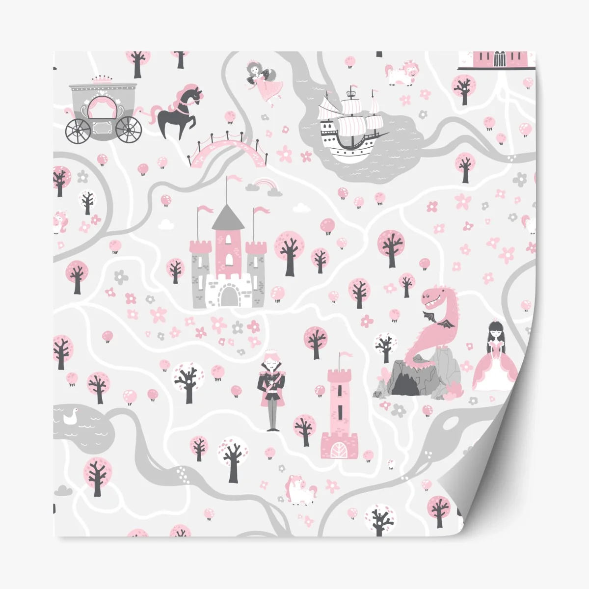 Repositionable sticker pastel fairytale map • Wallissimo® Repositionable sticker pastel fairytale map • Wallissimo®