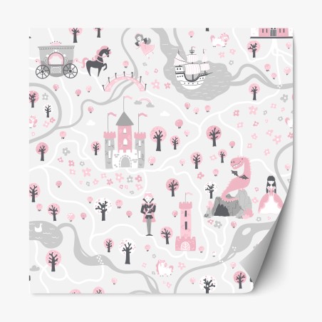Repositionable sticker pastel fairytale map • Wallissimo®