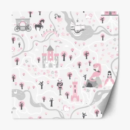 Repositionable sticker pastel fairytale map • Wallissimo®