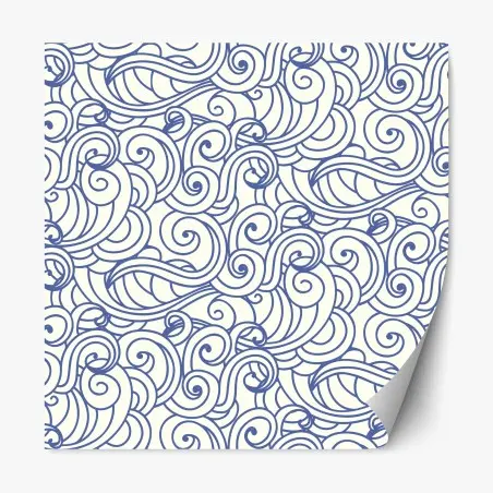 Repositionable sticker blue swirl seamless pattern • Wallissimo®