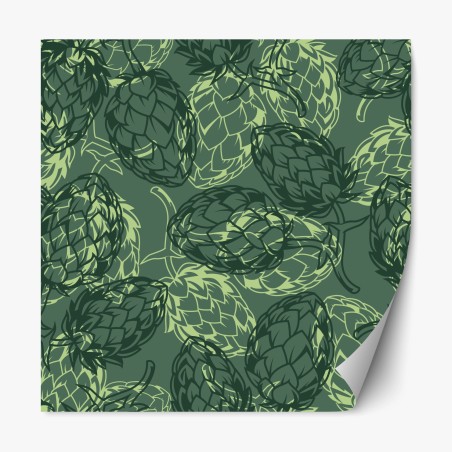 Repositionable sticker green hop cone botanical pattern • Wallissimo®