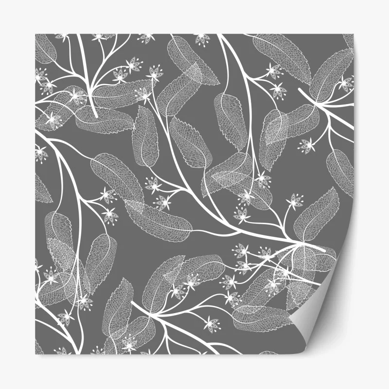 Repositionable sticker tropical orchid floral pattern on dark background • Wallissimo®