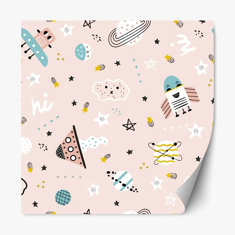Repositionable sticker playful pastel space pattern for kids