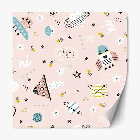 Repositionable sticker playful pastel space pattern for kids • Wallissimo®