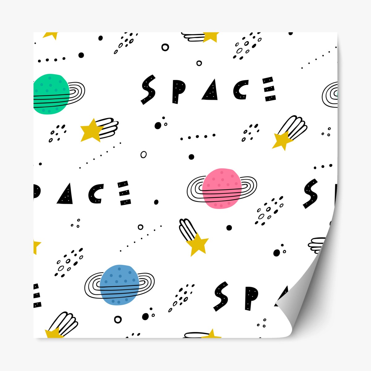 Repositionable sticker playful space planets pattern • Wallissimo® Repositionable sticker playful space planets pattern • Wallissimo®