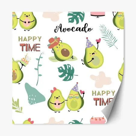 Repositionable sticker playful avocado party pattern • Wallissimo®