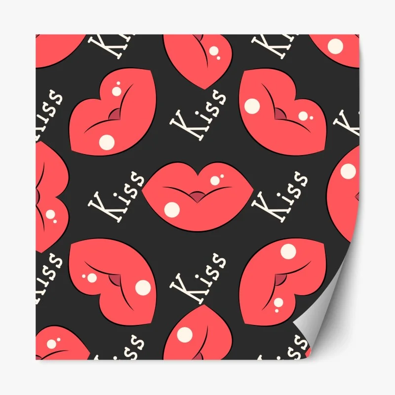 Repositionable sticker playful pink lips pattern