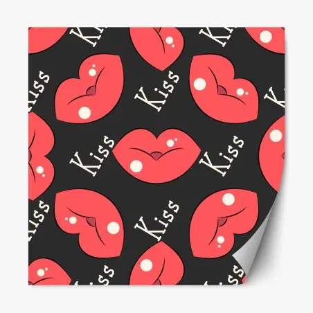 Repositionable sticker playful pink lips pattern • Wallissimo®