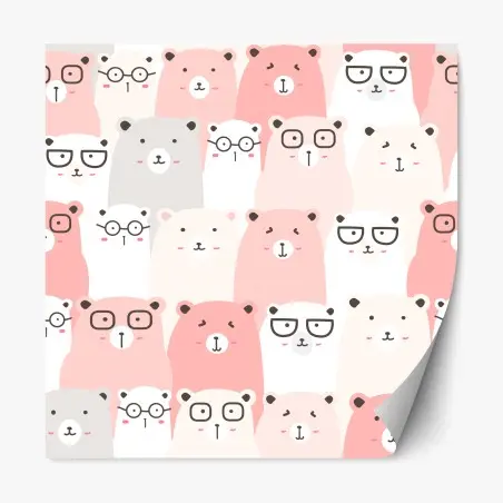 Repositionable sticker pastel bear pattern nursery art • Wallissimo®