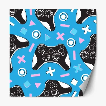 Repositionable sticker playful game controller pattern • Wallissimo®