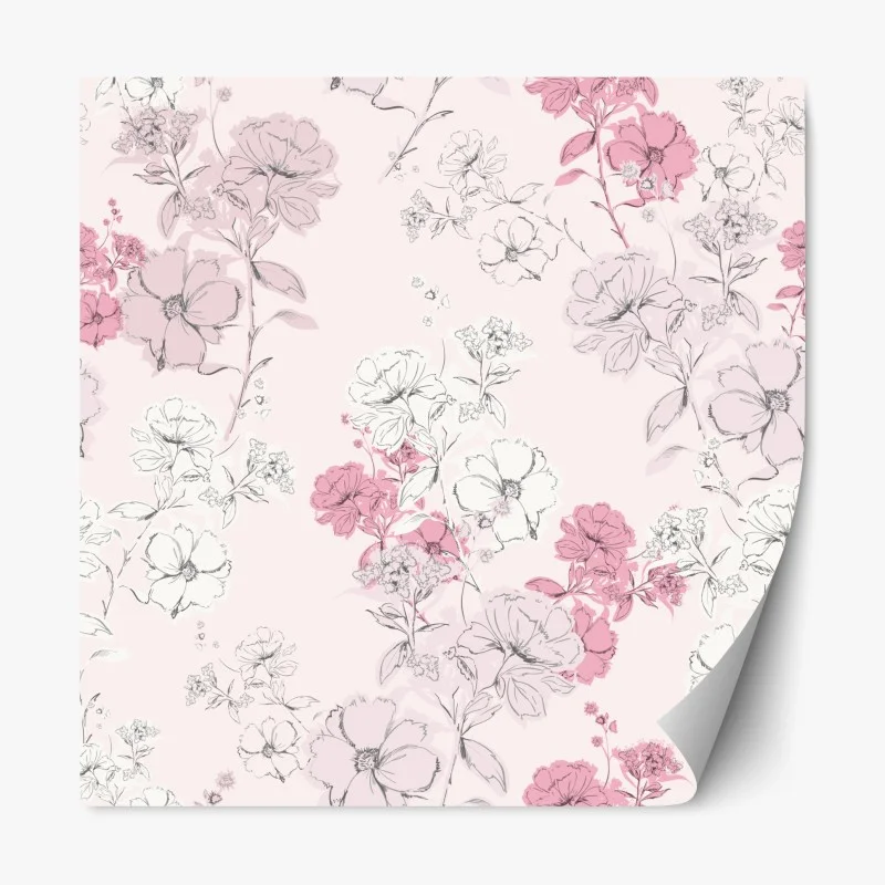Repositionable sticker soft pink floral pattern