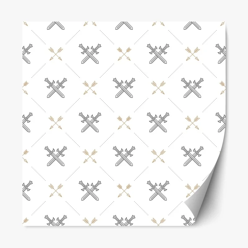 Repositionable sticker crossed swords and arrows pattern