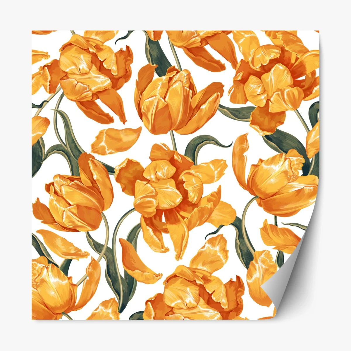 Repositionable sticker vibrant orange tulip pattern ⁕ Wallissimo® Repositionable sticker vibrant orange tulip pattern ⁕ Wallissimo®