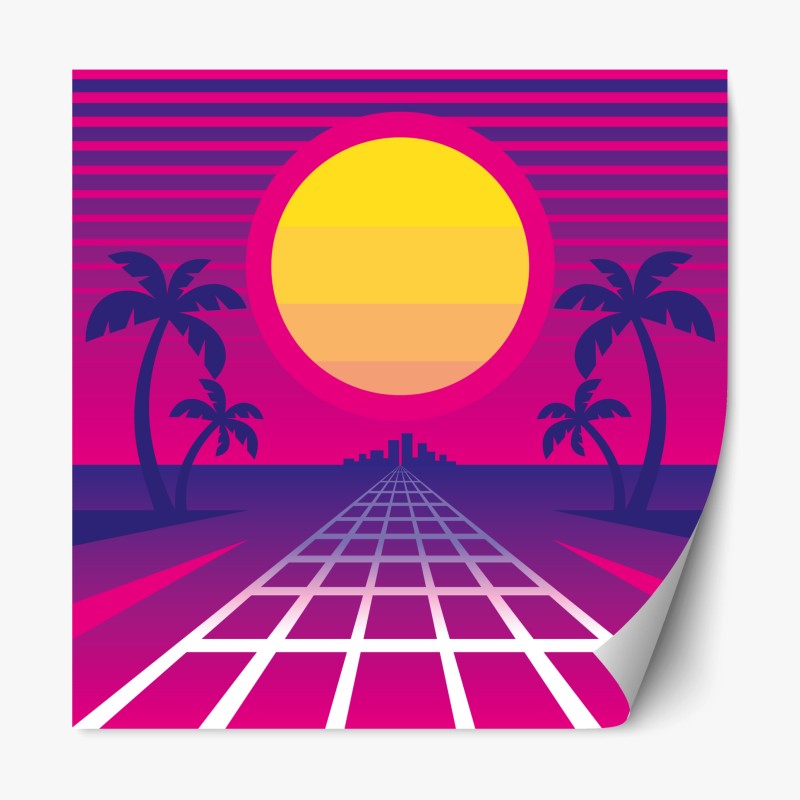 Repositionable sticker neon sunset boulevard