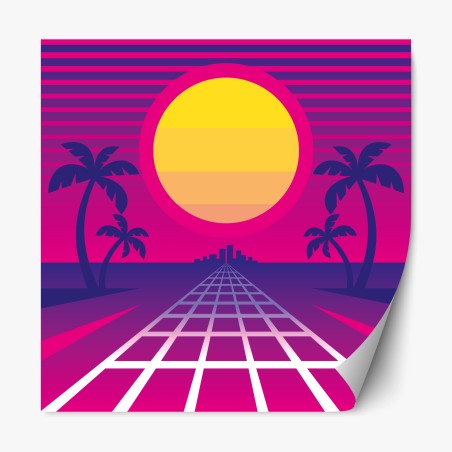 Repositionable sticker neon sunset boulevard • Wallissimo®