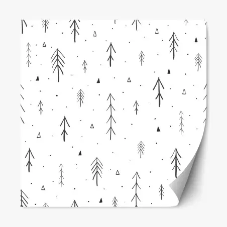 Repositionable sticker minimalist hand-drawn tree pattern • Wallissimo®