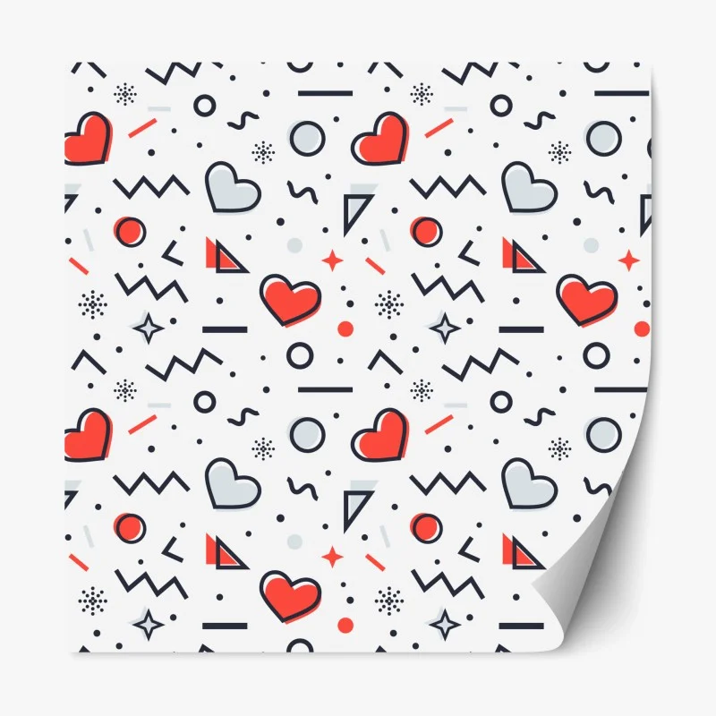 Repositionable sticker playful heart pattern on white background