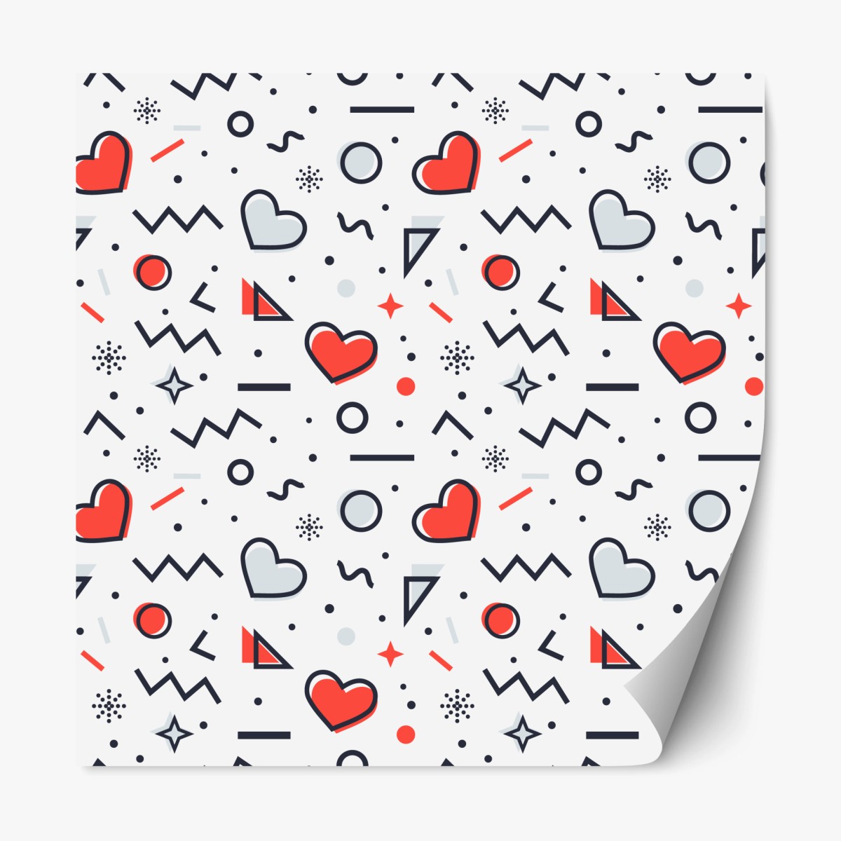 Repositionable sticker playful heart pattern on white background • Wallissimo® Repositionable sticker playful heart pattern on white background • Wallissimo®