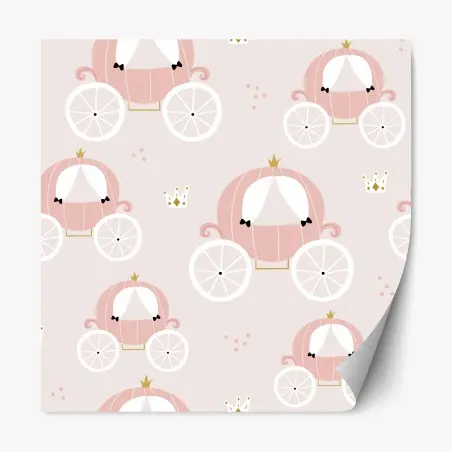 Repositionable sticker pink princess carriage pattern • Wallissimo®