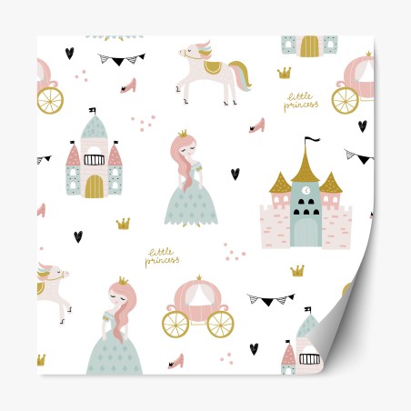 Repositionable sticker whimsical pastel princess nursery pattern • Wallissimo®