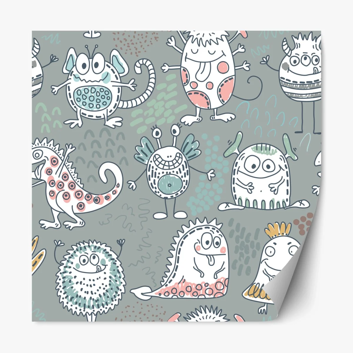 Repositionable sticker playful pastel monster pattern ⁕ Wallissimo® Repositionable sticker playful pastel monster pattern ⁕ Wallissimo®