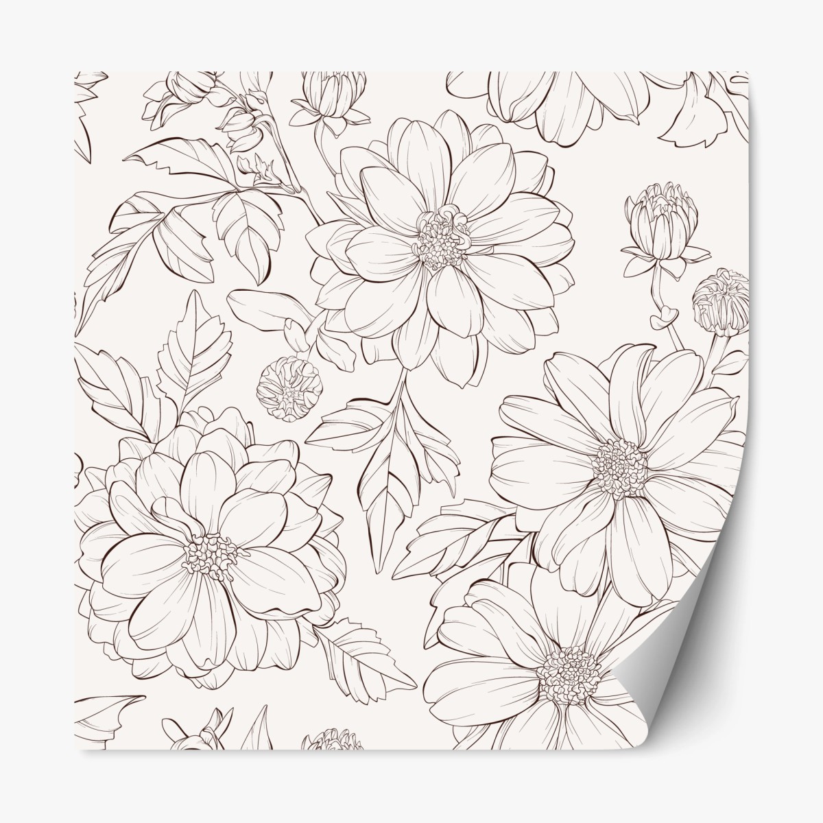 Repositionable sticker delicate botanical line florals • Wallissimo® Repositionable sticker delicate botanical line florals • Wallissimo®