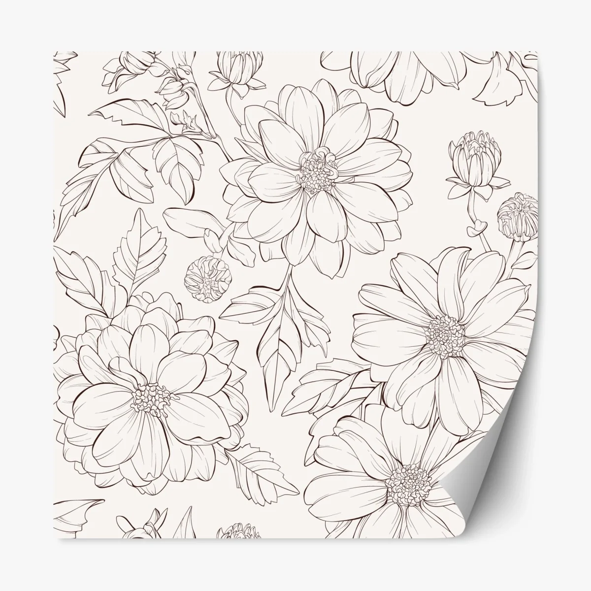 Repositionable sticker delicate botanical line florals • Wallissimo® Repositionable sticker delicate botanical line florals • Wallissimo®