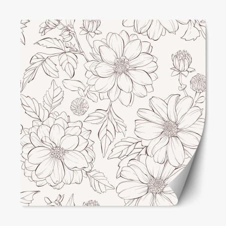 Repositionable sticker delicate botanical line florals • Wallissimo®