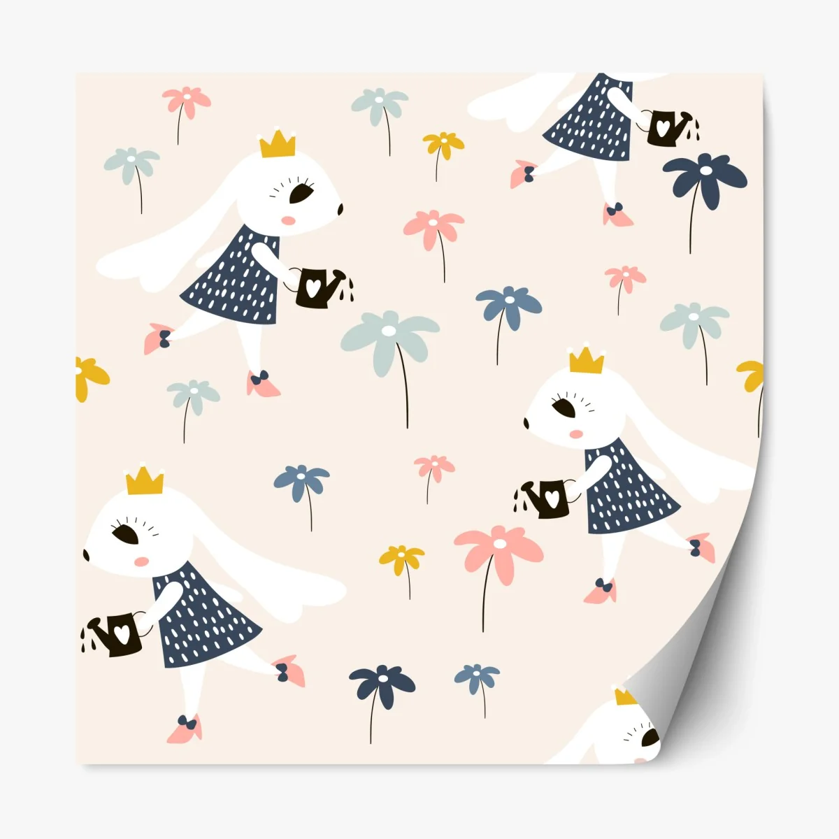 Repositionable sticker little rabbit princess pattern • Wallissimo® Repositionable sticker little rabbit princess pattern • Wallissimo®
