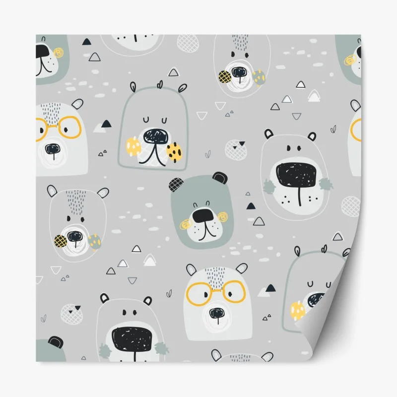 Repositionable sticker playful bear pattern nursery print