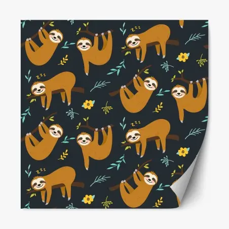 Repositionable sticker cute sleepy sloth pattern for kids room • Wallissimo®