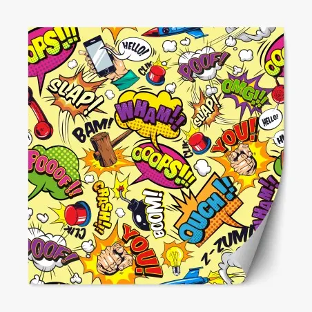 Repositionable sticker retro pop-art comic collage • Wallissimo®