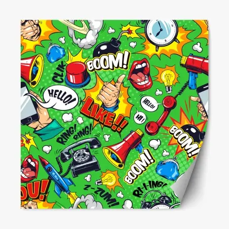 Repositionable sticker comic pop art explosion pattern • Wallissimo®