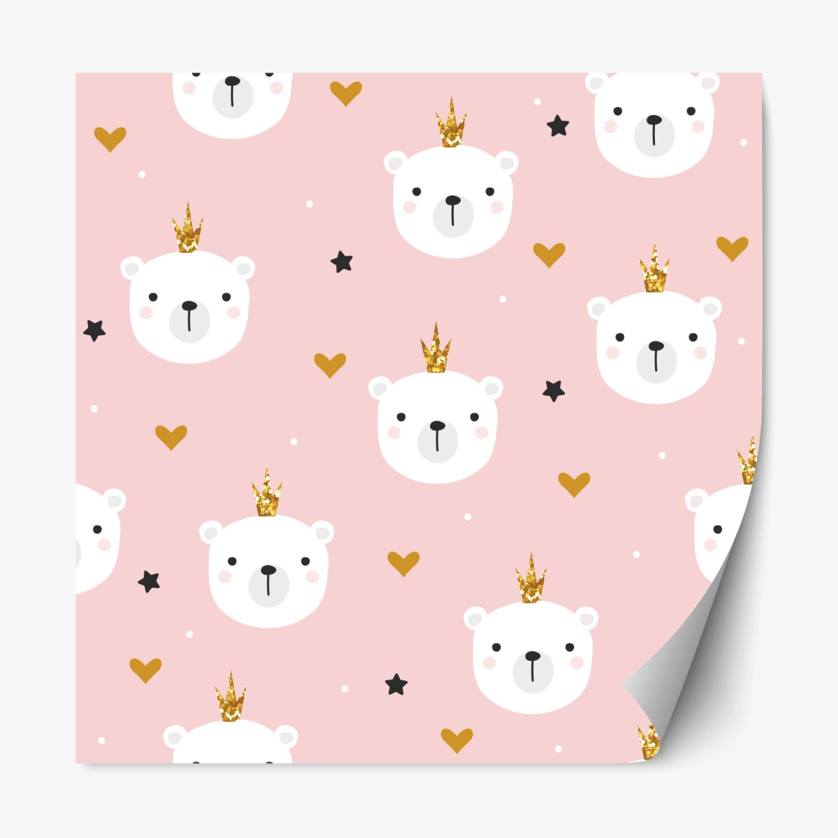 Repositionable sticker cute polar bear crown pattern for nursery • Wallissimo® Repositionable sticker cute polar bear crown pattern for nursery • Wallissimo®