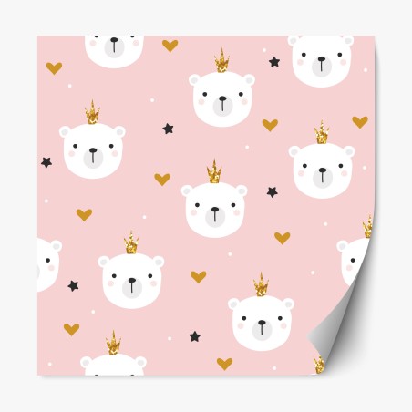 Repositionable sticker cute polar bear crown pattern for nursery • Wallissimo®