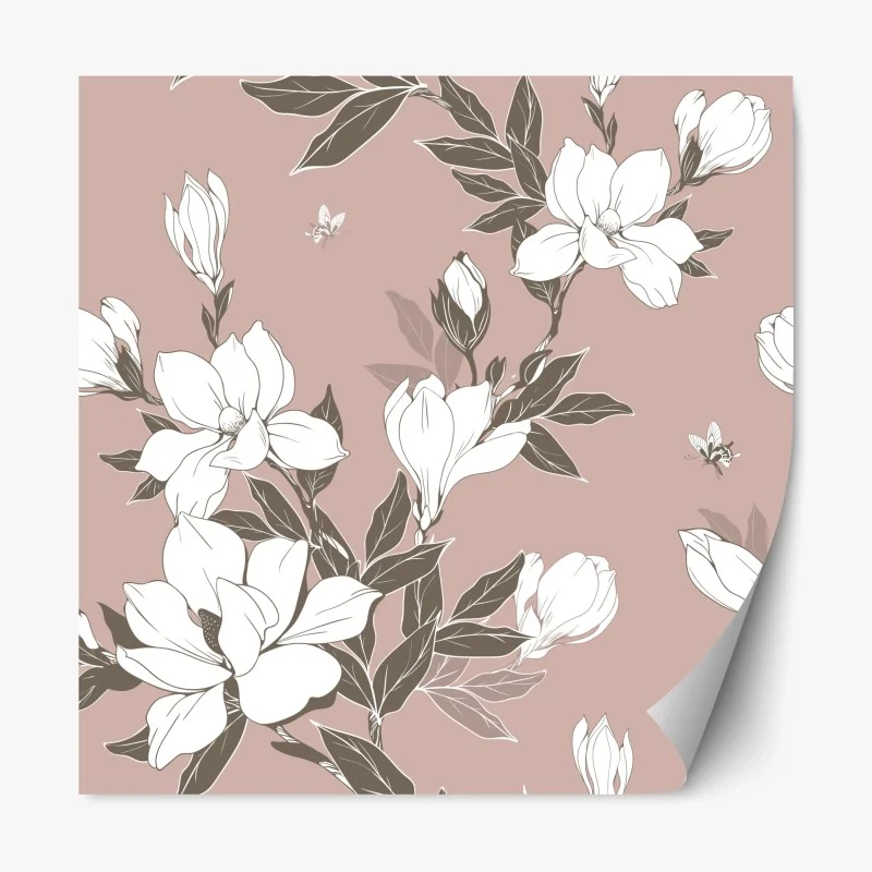 Repositionable sticker soft magnolia blossom pattern ⁕ Wallissimo®