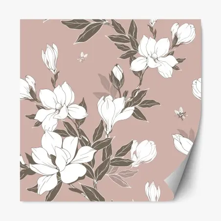 Repositionable sticker soft magnolia blossom pattern • Wallissimo®